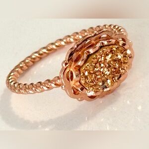 Rose gold 925S stamp druzy ring